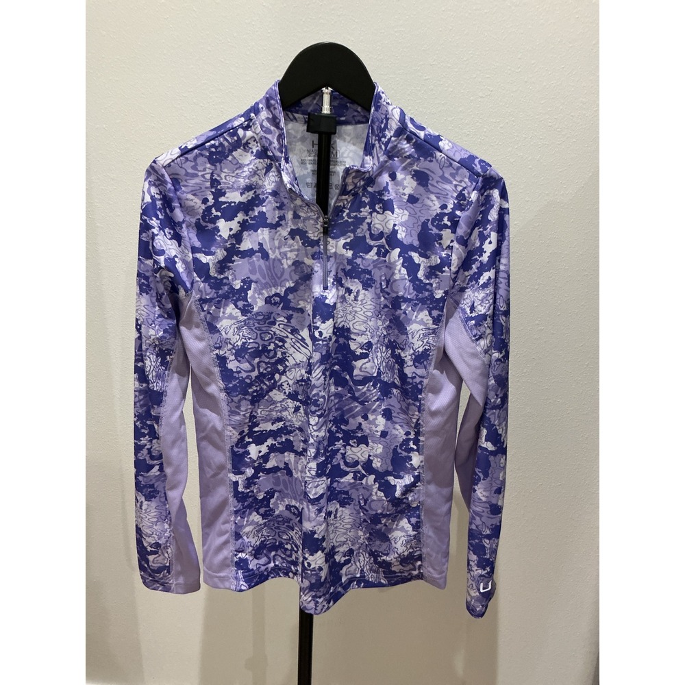 Huk Fishing Womens Purple Camo Quarter Zip Performance Long Sleeve Shirt Medium